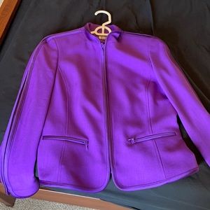 NWT Anne Klein Purple Mandarin Collar Jacket/Blazer with Satin Trim, Size 4